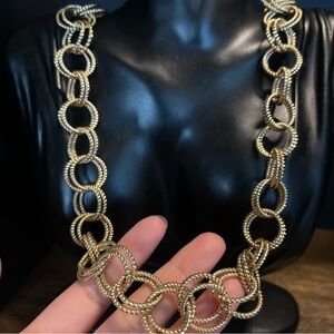 Betsey Johnson gold tone statement chunky 1980s necklace chain